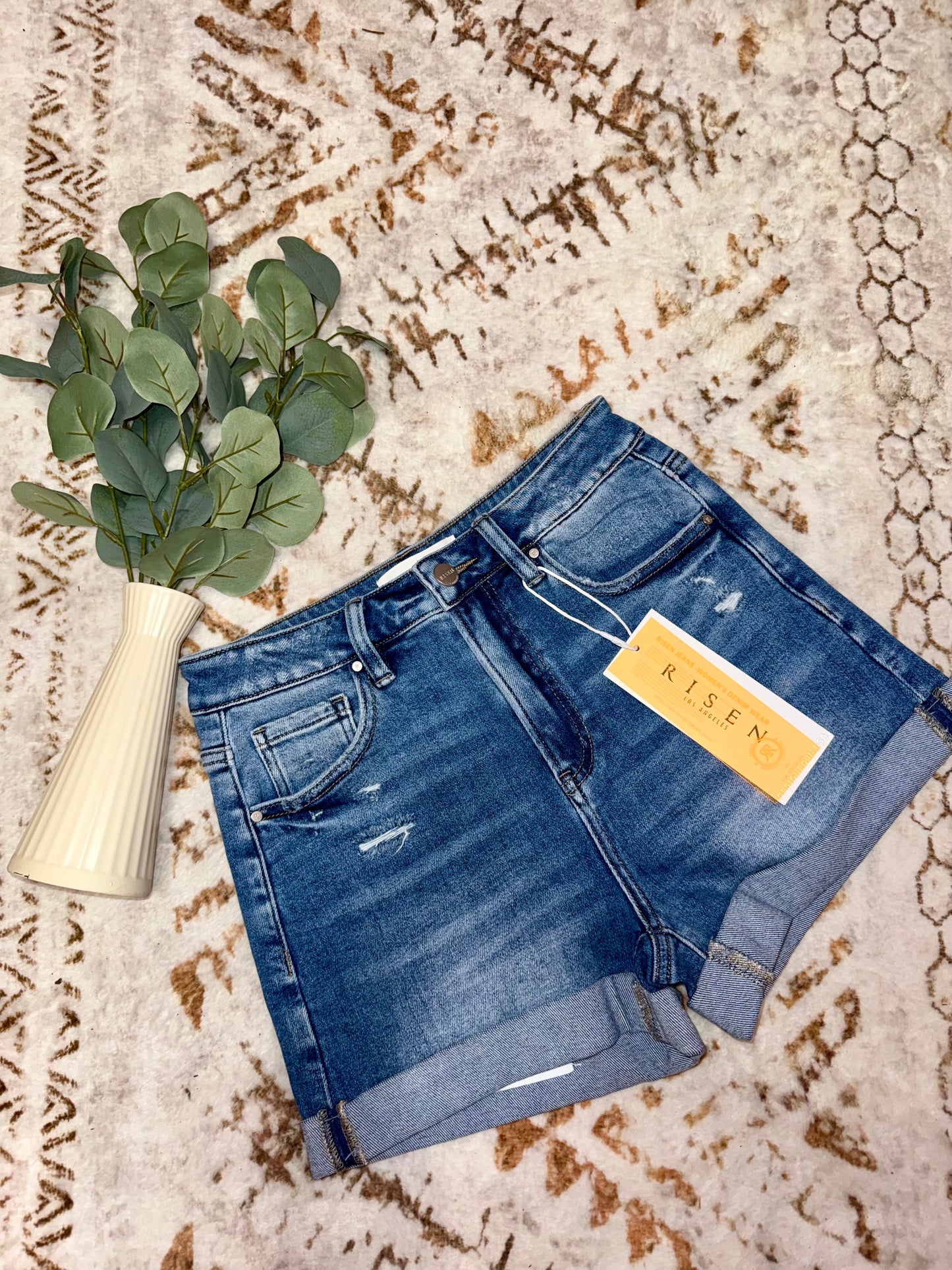 Risen High Rise Rolled Up Shorts