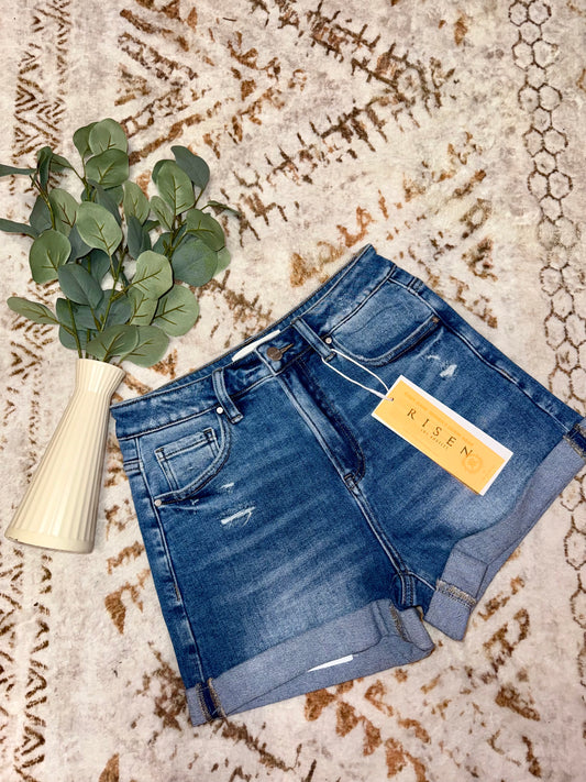 Risen High Rise Rolled Up Shorts